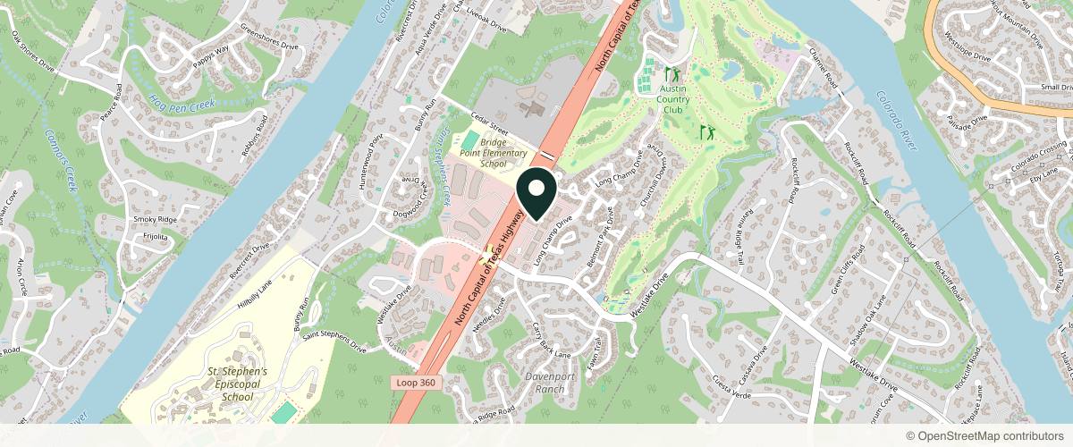 Map showing the exact location of Face To Face Spa at Davenport Village at F-110, 3801 N Capital of Texas Hwy, Austin, TX 78746, USA
