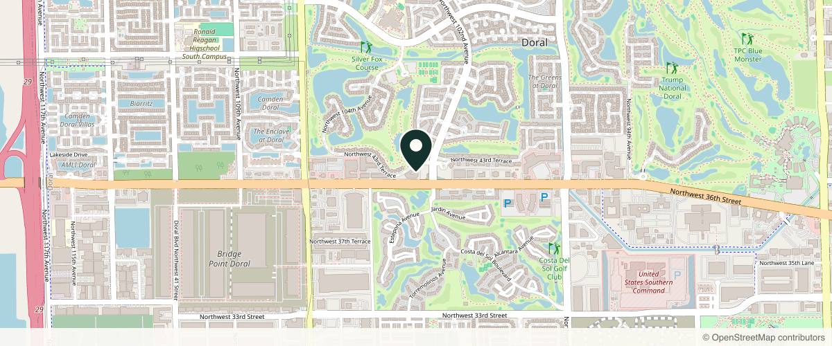 Map showing the exact location of FaceBeauty Med Spa at 10305 NW 41st St Ste 203, Doral, FL 33178, USA