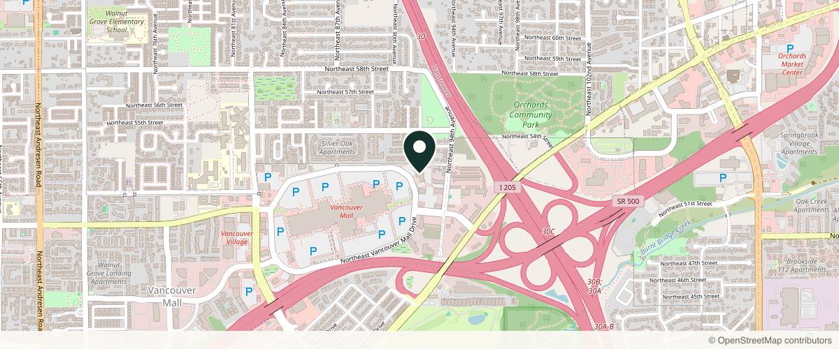 Map showing the exact location of Faces in Bloom at 9120 NE Vancouver Mall Loop #210, Vancouver, WA 98662, USA
