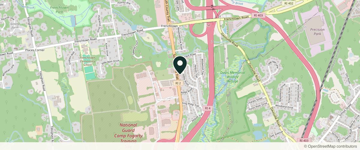 Map showing the exact location of Facial Aesthetics Center of RI at 2730 S County Trl, East Greenwich, RI 02818, USA