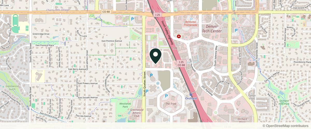 Map showing the exact location of Facial Aesthetics - Greenwood Village at 7447 E Berry Ave Suite 160, Greenwood Village, CO 80111, USA