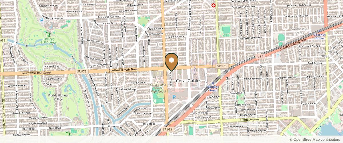 Map showing the exact location of Facial Mania Med Spa - Coral Gables at 4015 Laguna St, Coral Gables, FL 33146, USA