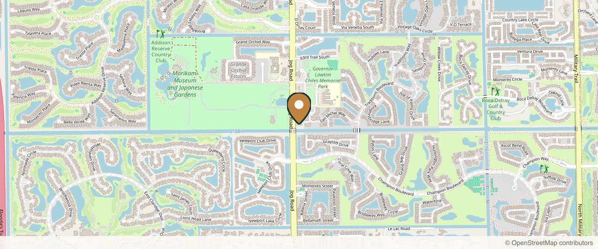 Map showing the exact location of Facial Mania Med Spa Delray Beach at 16950 Jog Rd #111, Delray Beach, FL 33446, USA