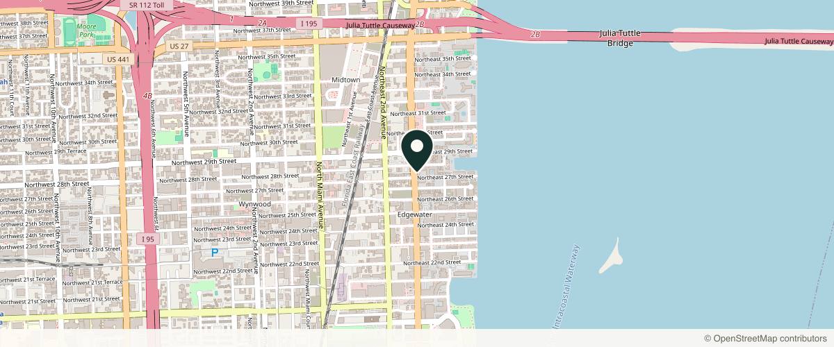 Map showing the exact location of Facial Mania Med Spa Midtown at 2711 Biscayne Blvd, Miami, FL 33137, USA