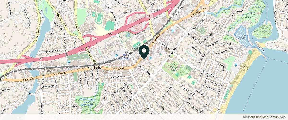 Map showing the exact location of Fairfield Dermatology at 1305 Post Rd Ste 310, Fairfield, CT 06824, USA