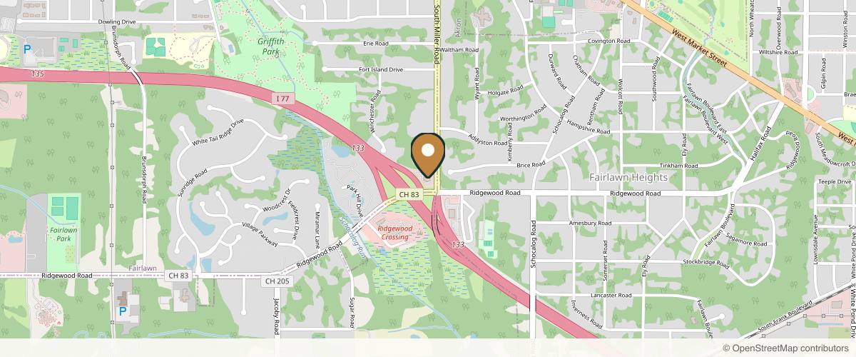 Map showing the exact location of Fairlawn Aesthetic MD at 484 S Miller Rd #201, Fairlawn, OH 44333, USA
