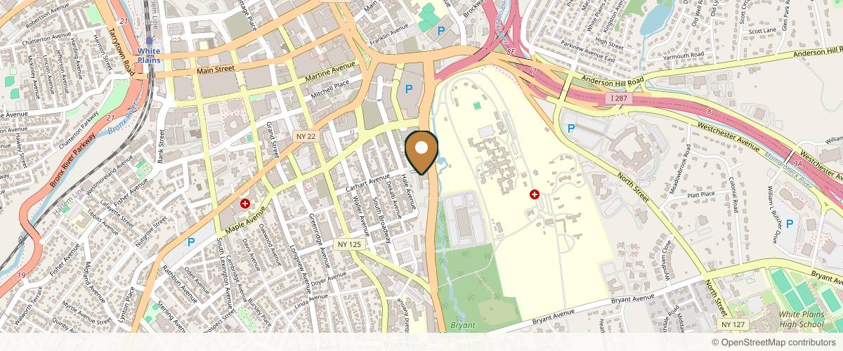 Map showing the exact location of Farida Studio at 120 Bloomingdale Rd Ste 207, White Plains, NY 10605, USA