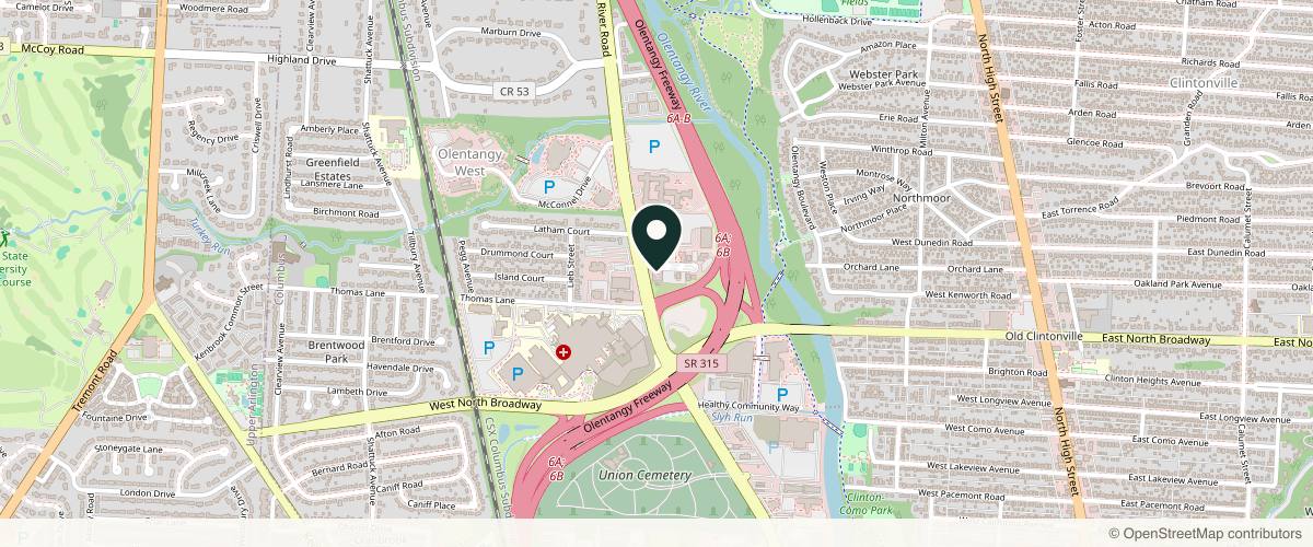 Map showing the exact location of Fatou Aesthetics at 3600 Olentangy River Rd Ste 480, Columbus, OH 43214, USA