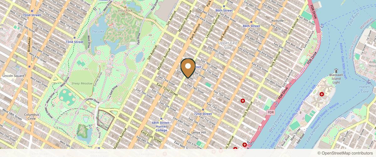 Map showing the exact location of Fayced Aesthetics NYC at 172 E 75th St, New York, NY 10021, USA
