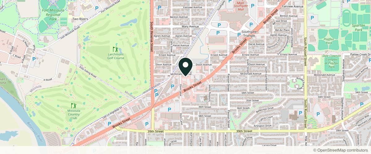 Map showing the exact location of FG Aesthetics and Medicine at 2315 McDonald Ave Ste 105, Missoula, MT 59801, USA