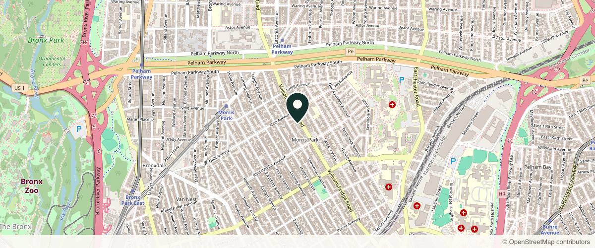 Map showing the exact location of Finer Beauty Spa at 1955 Williamsbridge Rd, Bronx, NY 10461, USA