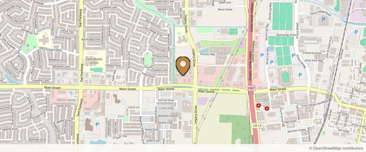 Map showing the exact location of FINETUNE Med Spa - Frisco at 4350 Main St #145, Frisco, TX 75034, USA
