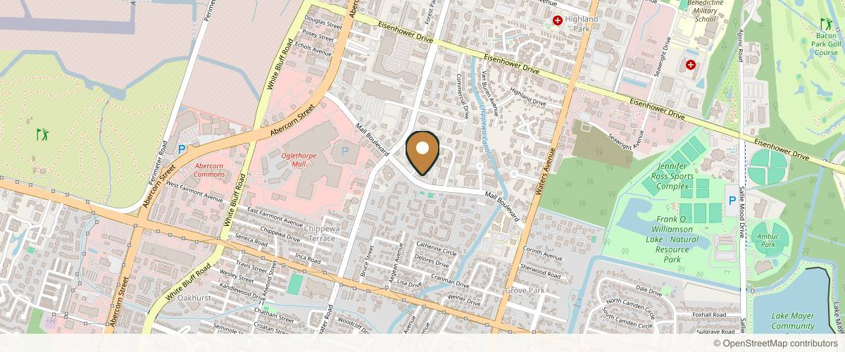 Map showing the exact location of Finger and Associates Plastic Surgery Center at 410 Mall Blvd Ste E, Savannah, GA 31406, USA