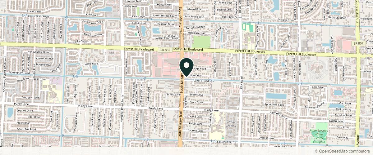 Map showing the exact location of Flawless Palm Beach at 1962 S Military Trl Ste C, West Palm Beach, FL 33415, USA