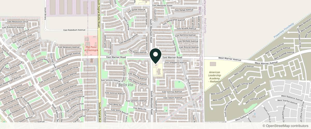 Map showing the exact location of Flawless Reflections Body and Skin Therapy LLC at 4425 S Mountain Rd #103, Mesa, AZ 85212, USA