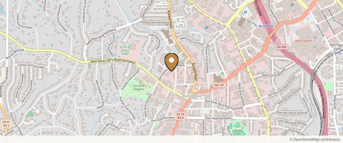 Map showing the exact location of Flawless Skin Boutique Med Spa - Fillers - Skin Tightening at 110 E Andrews Dr NW Ste 203, Atlanta, GA 30305, USA