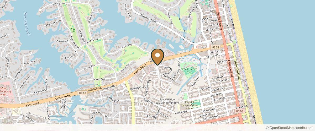 Map showing the exact location of Flawless Skin at 968 S Oriole Dr Ste 103, Virginia Beach, VA 23451, USA