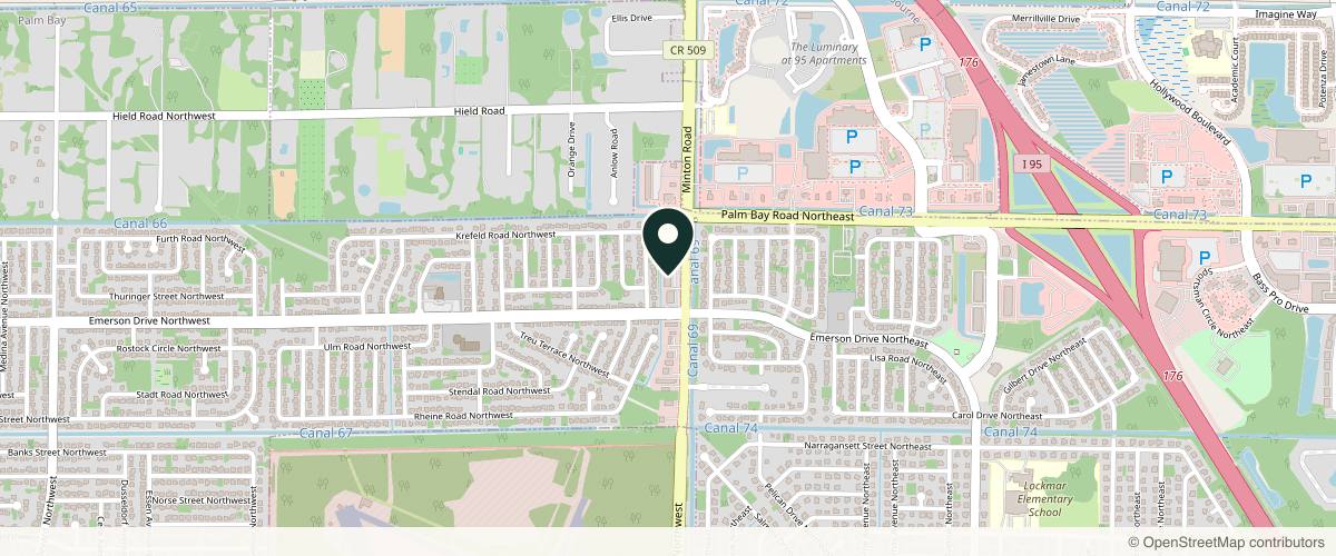 Map showing the exact location of Florida Dermatology Associates at 5070 Minton Rd #5, Palm Bay, FL 32907
