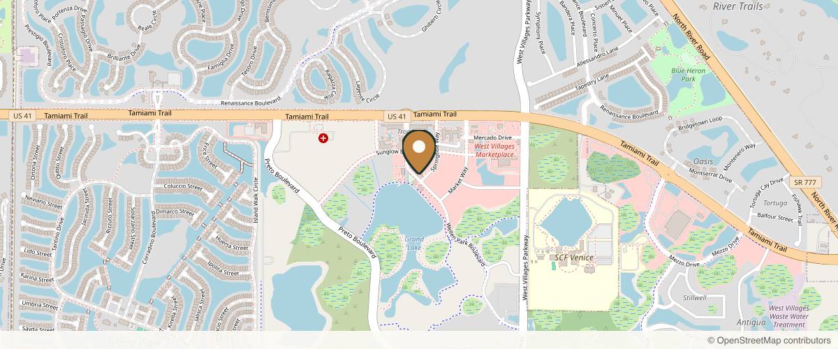 Map showing the exact location of Florida Lakes Spa Wellen Park at 19790 Wellen Pk Blvd Ste 201A, North Port, FL 34293, USA
