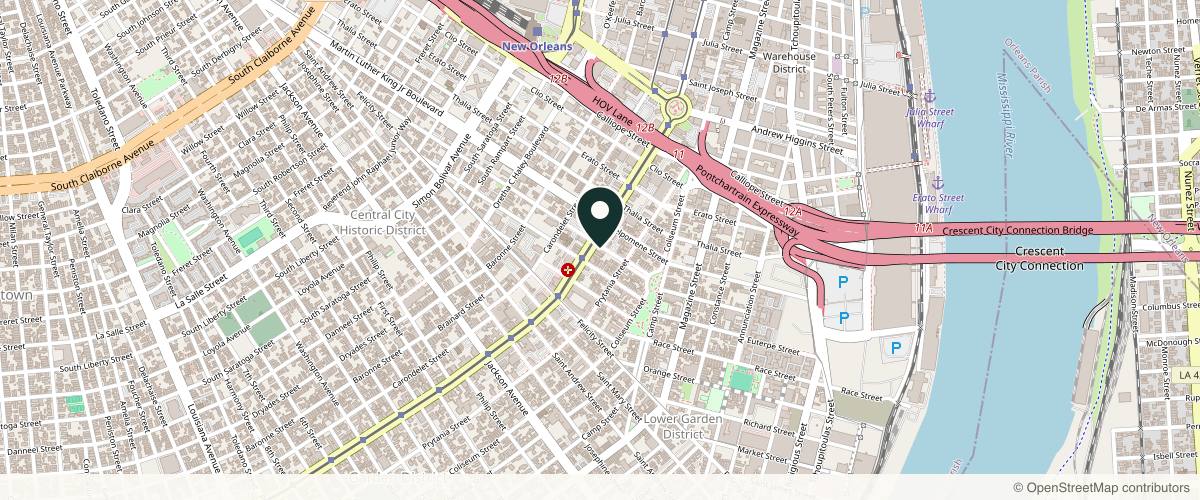 Map showing the exact location of Flourish Dermatology And Aesthetics at 1600 St Charles Ave Suite 1, New Orleans, LA 70130