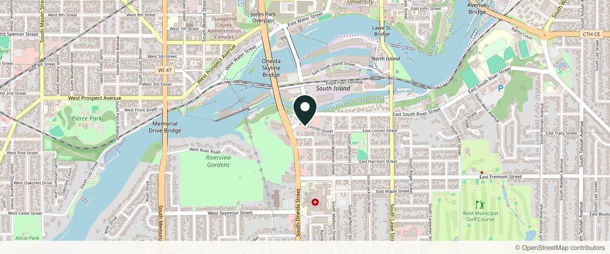 Map showing the exact location of Flourish Spa at 1024 S Olde Oneida St, Appleton, WI 54915, USA