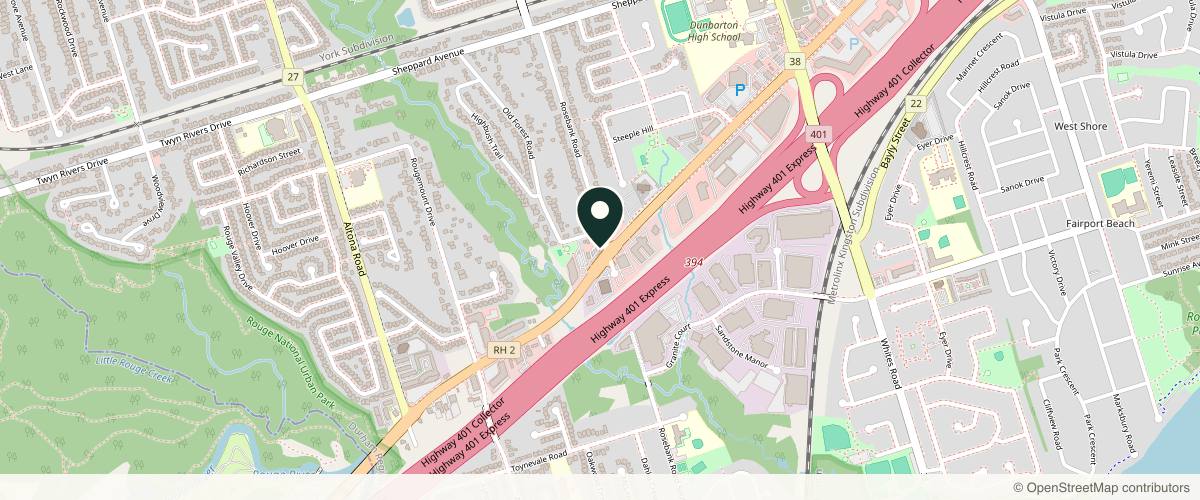 Map showing the exact location of FM Aesthetics Inc. at 490 Kingston Rd Unit 201, Pickering, ON L1V 1A4, Canada