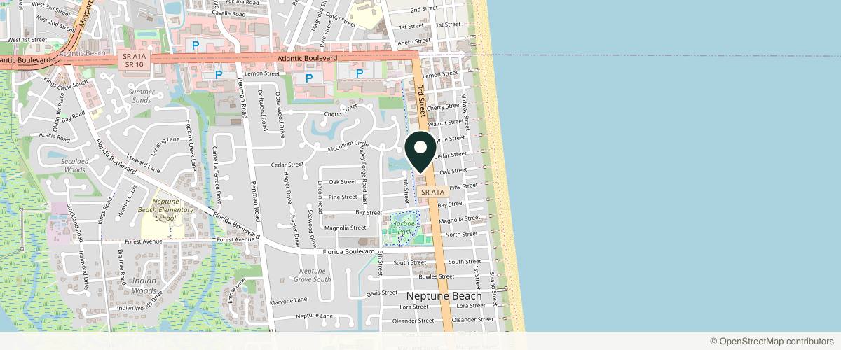 Map showing the exact location of Focus Aesthetics at 750 3rd St 2nd Fl, Neptune Beach, FL 32266, USA