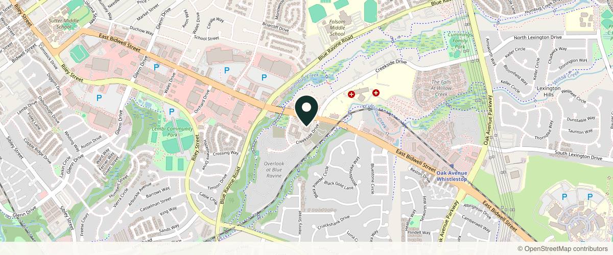 Map showing the exact location of Folsom Plastic Surgery at 1561 Creekside Dr Ste 110, Folsom, CA 95630, USA