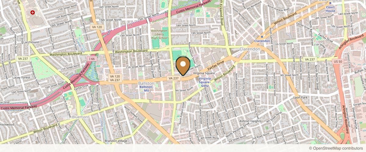 Map showing the exact location of Forefront Dermatology and Medical Aesthetics at 3833 Fairfax Dr #360, Arlington, VA 22203, USA