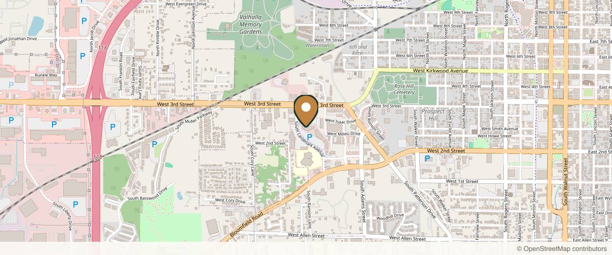Map showing the exact location of Forefront Dermatology Bloomington, In at 415 S Landmark Ave, Bloomington, IN 47403, USA