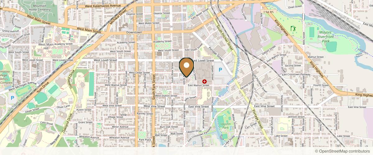 Map showing the exact location of Forefront Dermatology - Kalamazoo at 535 S Burdick St #256, Kalamazoo, MI 49007, USA