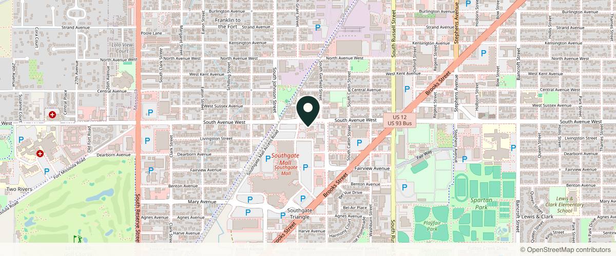 Map showing the exact location of Forefront Dermatology Missoula, MT at 1821 South Ave W Ste 402, Missoula, MT 59801, USA