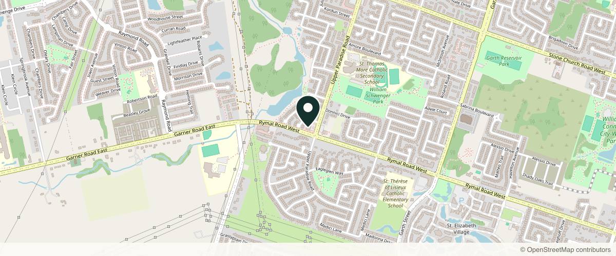 Map showing the exact location of Forever Beauty Injectables at 1160 Upper Paradise Rd, Hamilton, ON L9B 0A5, Canada