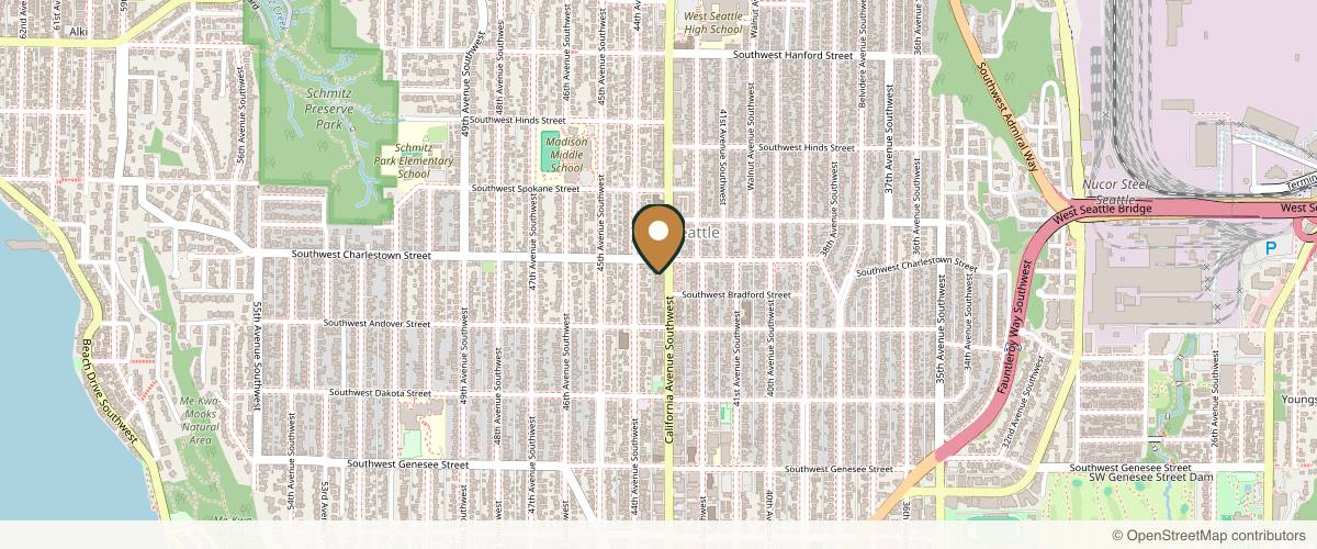 Map showing the exact location of Forever Young Aesthetics at 3813A California Ave SW, Seattle, WA 98116, USA