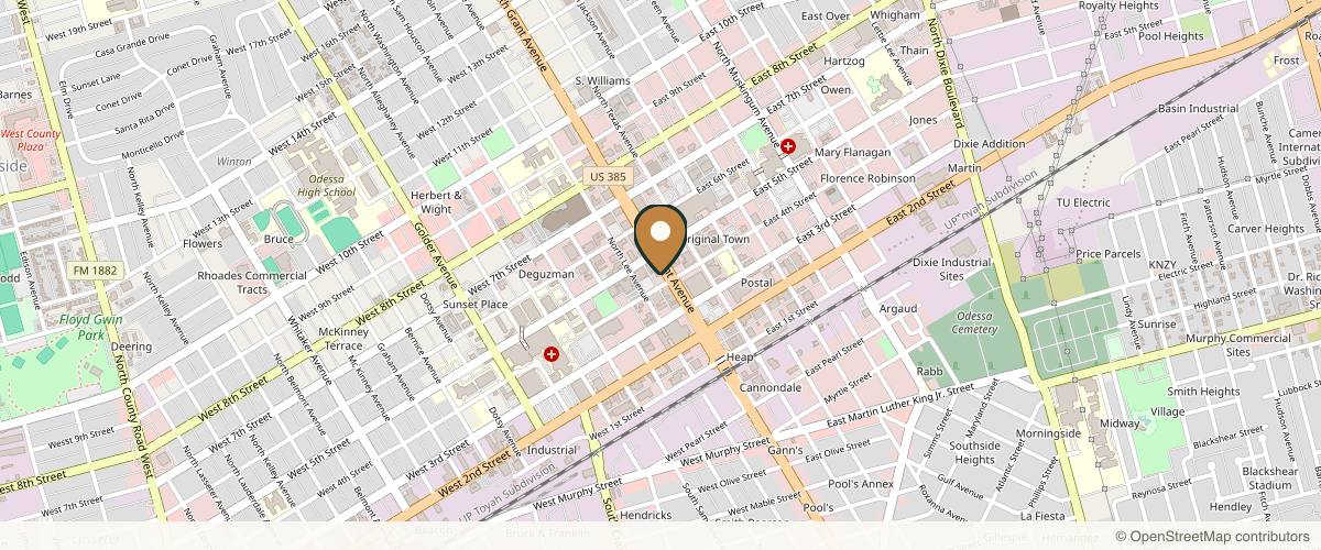 Map showing the exact location of Forever Young Spa at 407 N Grant Ave, Odessa, TX 79761, USA