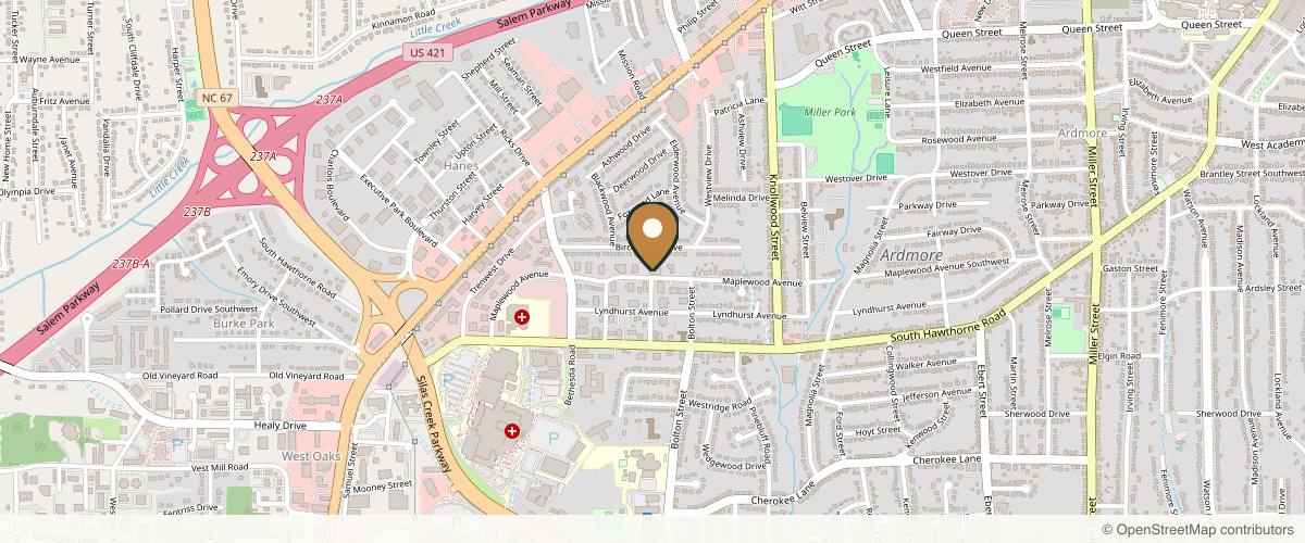 Map showing the exact location of Forsyth Plastic Surgery at 2901 Maplewood Ave, Winston-Salem, NC 27103, USA