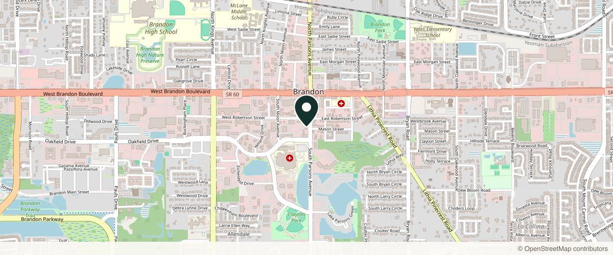 Map showing the exact location of Fraiche Medspa at 210 S Parsons Ave #3, Brandon, FL 33511, USA
