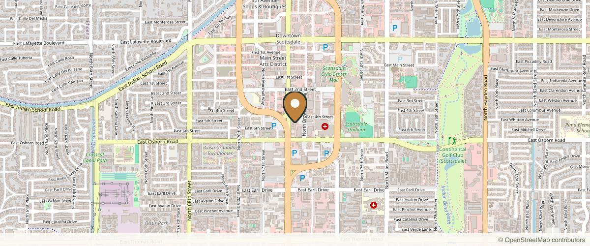 Map showing the exact location of Franco Wellness & Aesthetics - Scottsdale AZ at 3501 N Scottsdale Rd Unit 336, Scottsdale, AZ 85251, USA
