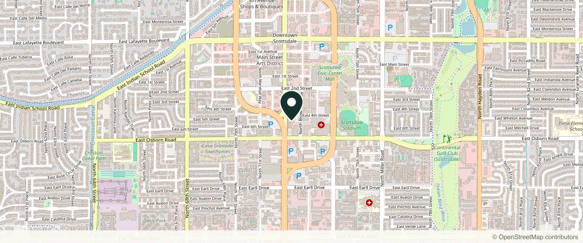 Map showing the exact location of Franco Wellness & Aesthetics - Scottsdale AZ at 3501 N Scottsdale Rd Unit 336, Scottsdale, AZ 85251, USA