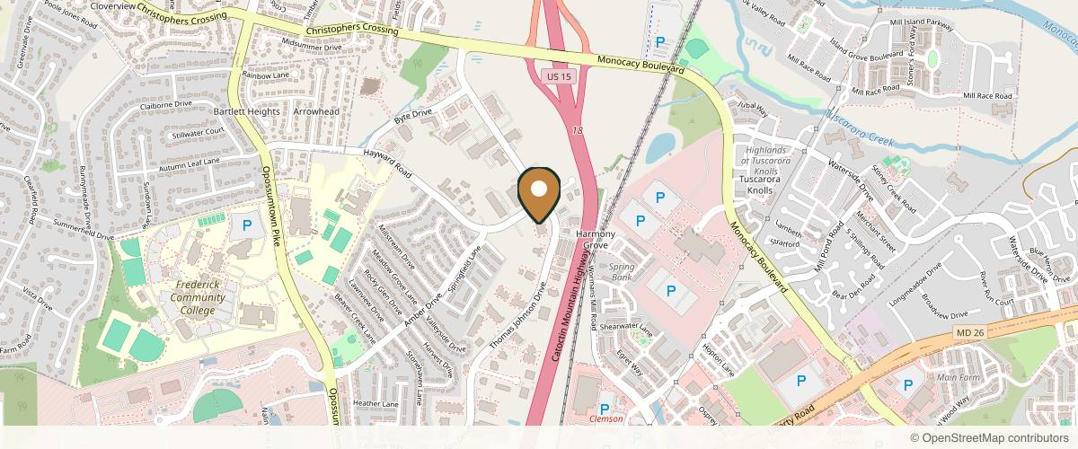 Map showing the exact location of Frederick Dermatology Associates at 45 Thomas Johnson Dr #209, Frederick, MD 21702, USA