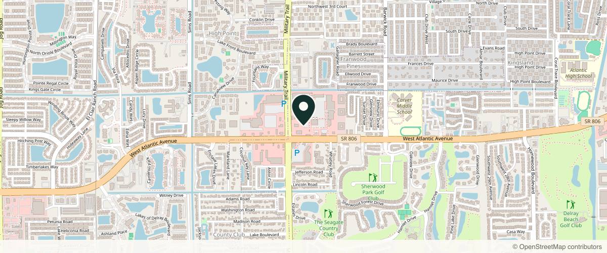 Map showing the exact location of Freedom Wellness and Aesthetics at 4961 W Atlantic Ave Studio 52 and 57, Delray Beach, FL 33445, USA