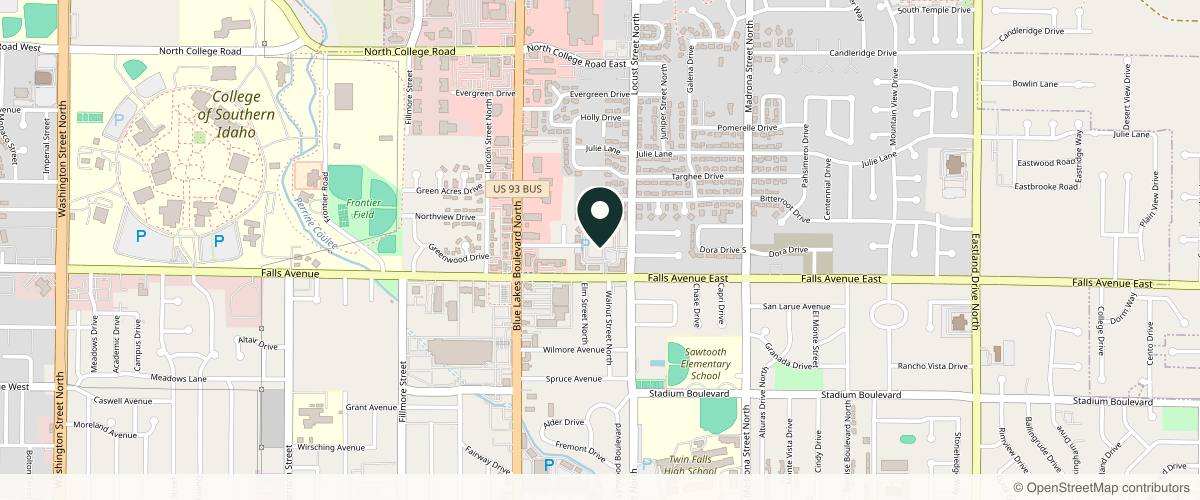 Map showing the exact location of Fresh Aesthetics Medical Spa at 1411 Falls Ave E Suite 105, Twin Falls, ID 83301, USA