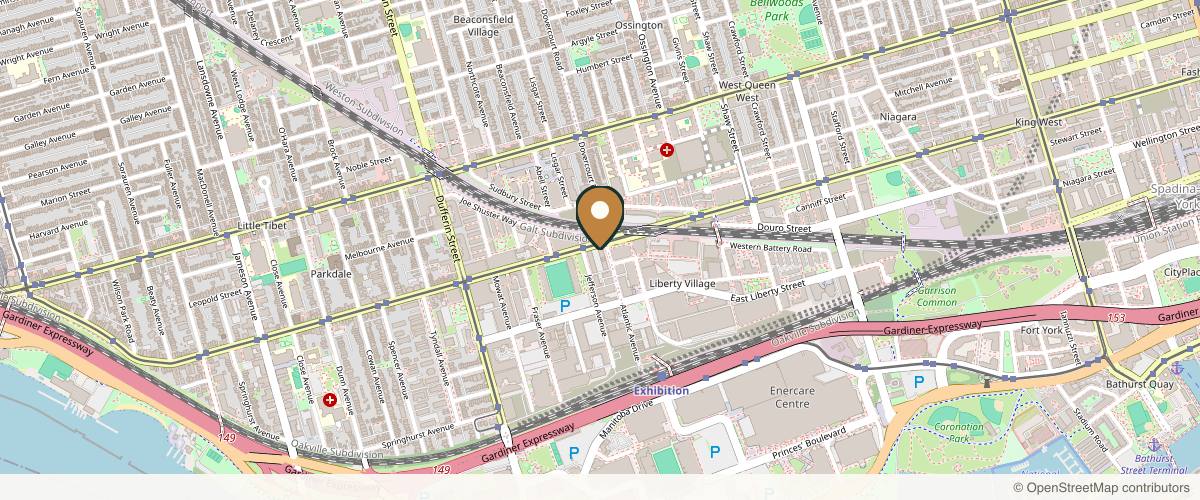 Map showing the exact location of Fresh Cosmetic Clinic at 132 Atlantic Ave, Toronto, ON M6K 1X9, Canada