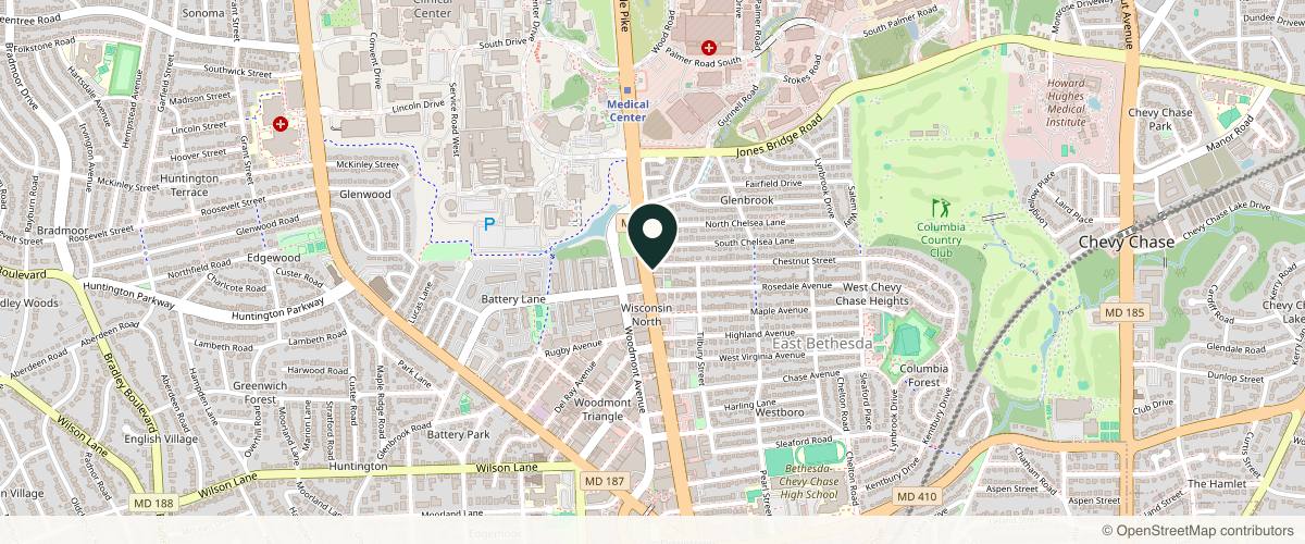 Map showing the exact location of Fresh Face Med Spa at 8311 Wisconsin Ave Suite B9, Bethesda, MD 20814, USA