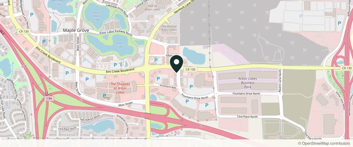 Map showing the exact location of Fresh Face Skin Clinic at 11671 Fountains Dr Suite 205, Maple Grove, MN 55369, USA