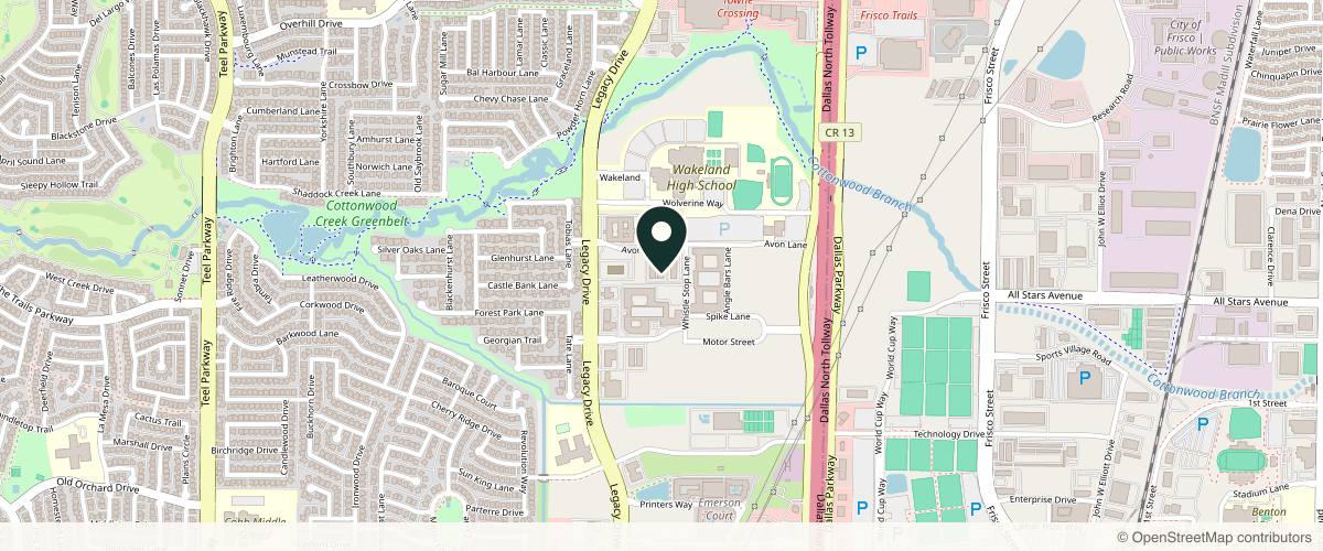 Map showing the exact location of Frisco Beauty Nurse at 4645 Avon Ln Bldg 2, Suite 270, Frisco, TX 75033, USA