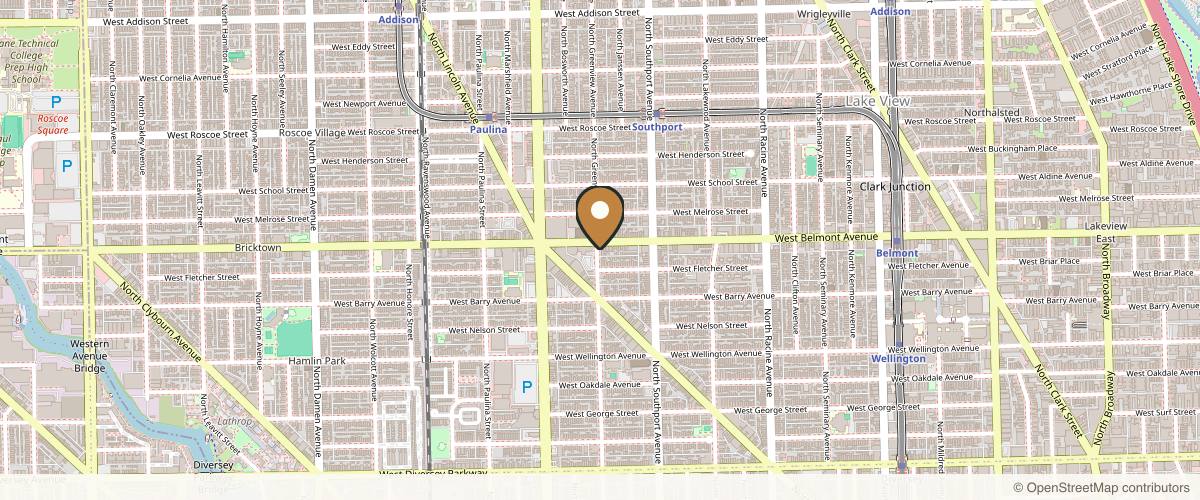 Map showing the exact location of Fulcrum Aesthetics & Surgery at 1457 W Belmont Ave, Chicago, IL 60657, USA