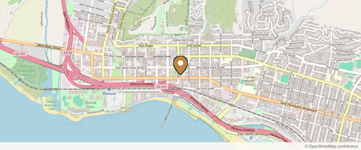 Map showing the exact location of Functional Beauty Ventura at 196 S Fir St #160, Ventura, CA 93001, USA