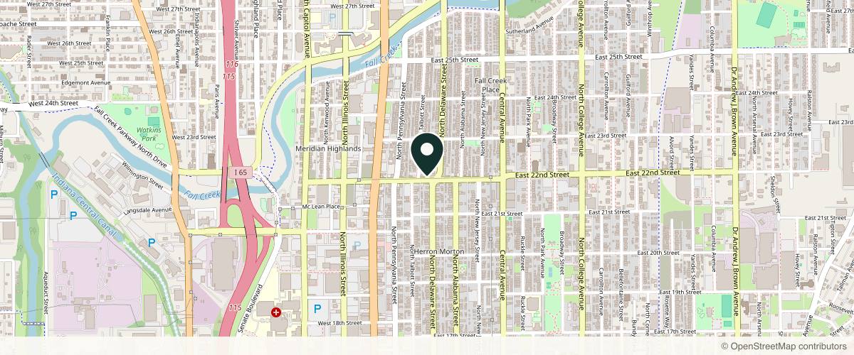 Map showing the exact location of Fundamentals Med Spa at 152 E 22nd St A, Indianapolis, IN 46202, USA