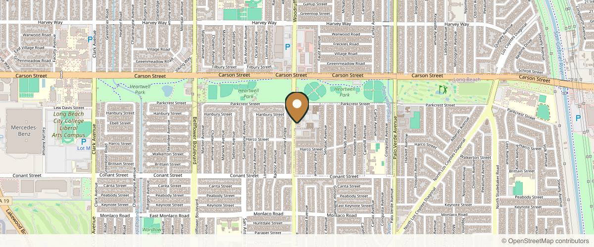 Map showing the exact location of G-Medical Massage Spa, LLC at 3840 Woodruff Ave #201, Long Beach, CA 90808, USA